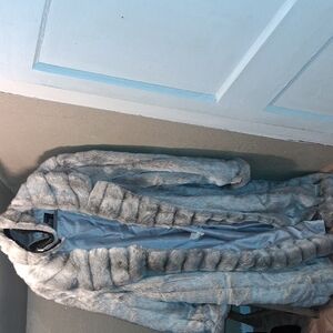 Terry Lewis Classic Luxuries Silver Faux Fur Pea Coat